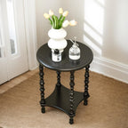 2-Tier End Table, Small Night Stand, Side Table, Bedside Table with Storage Shelf, Coffee Tables for Small Spaces, Bedroom, Living Room (Black)