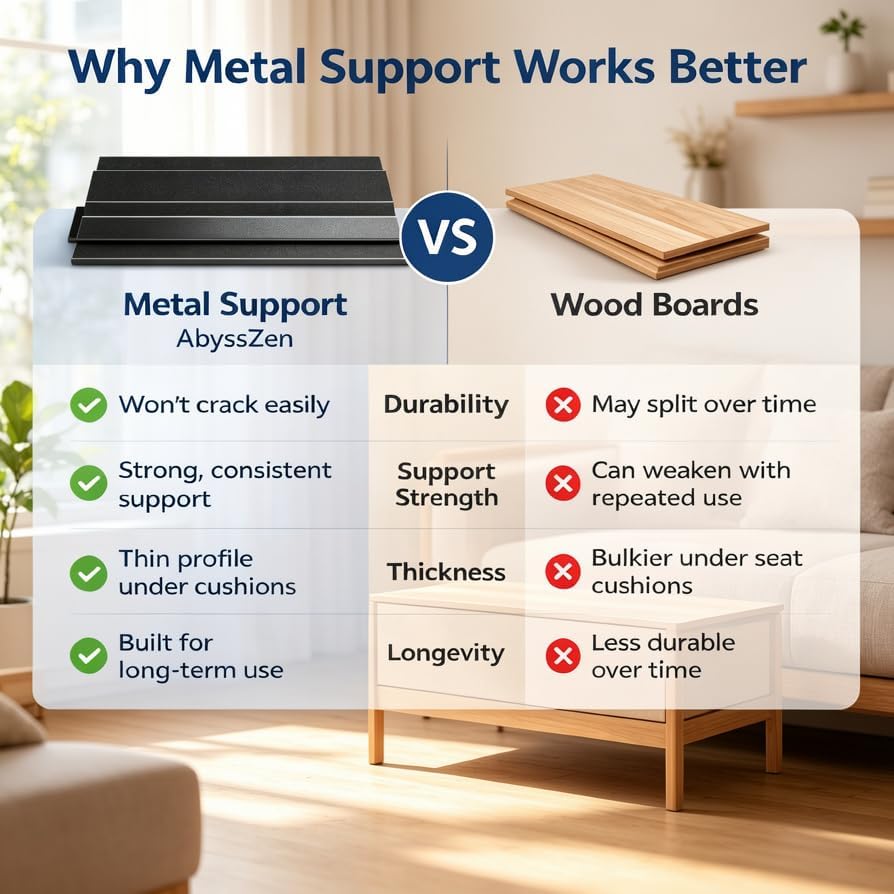 Iron Couch Cushion Support Board-21.5x70" Ultra-Thin Heavy-Duty Steel | Stronger to Fix Sagging Couch Support, Invisible&Lasting Than Wooden Sofa Supports，Adjustable Foldable for 2–3 Seater Couches