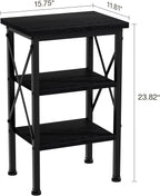 VECELO End Side Table Night Stand,X-Design with Storage Shelf for Bedroom,Living Room,Black