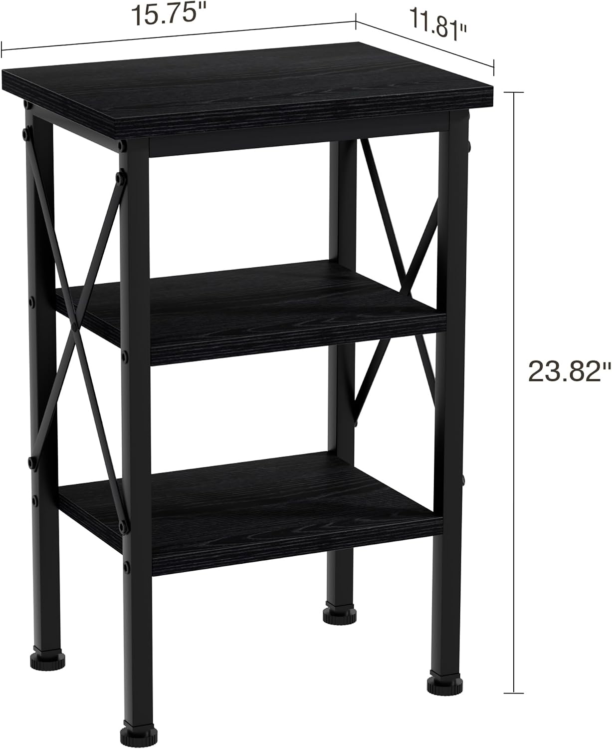 VECELO Modern Nightstands X-Design Side End Table Night Stand with Storage Shelf for Bedroom,Living Room