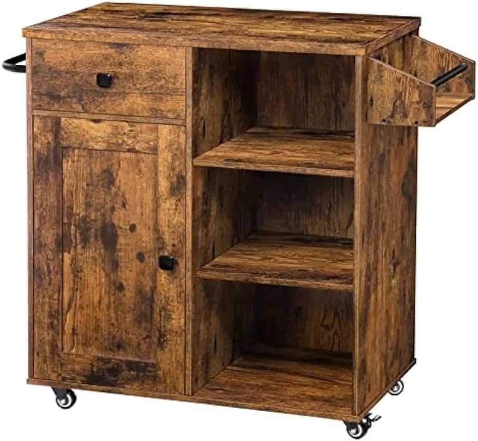 Kitchen Island, Storage Cabinet with Drawer, Cart with Spice and Towel Rack, Saving Space, Easy Assembly