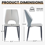 Upholstered Dining Chairs Set of 6, Modern PU Leather Dining Room Kitchen Side Chair with Padded Seat and Metal Legs Restaurant/Cafe,Light Grey