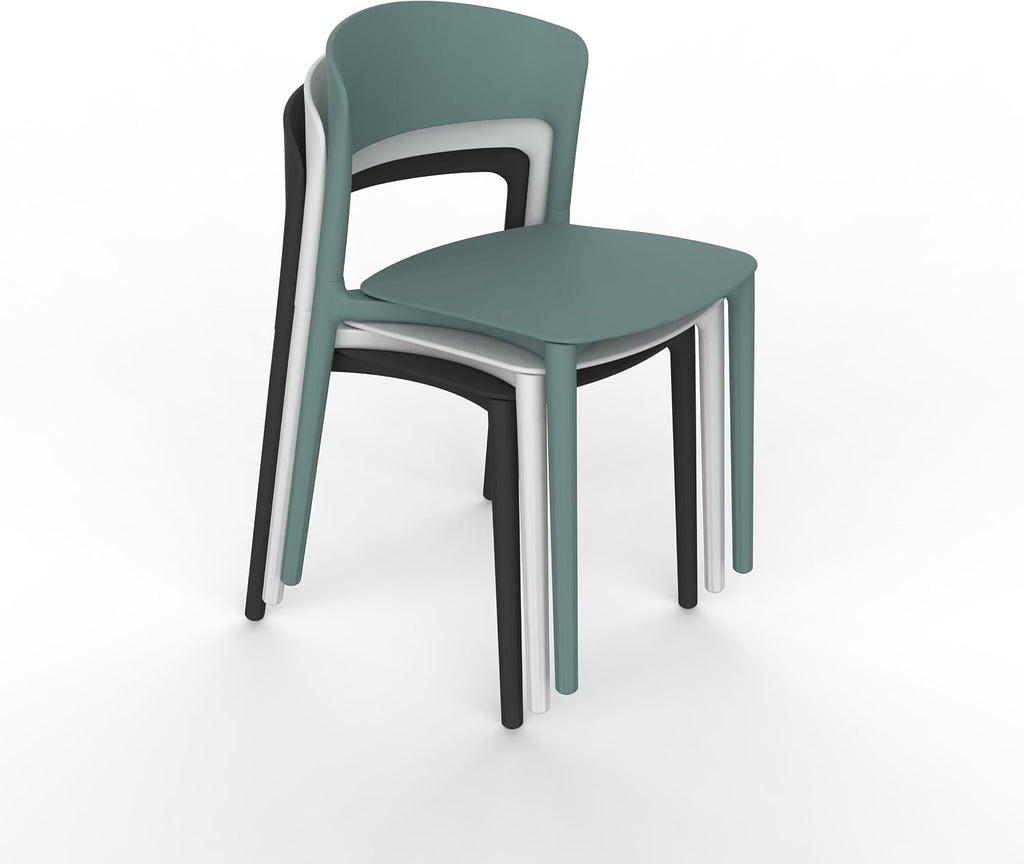 LESHI Plastic Dining Chairs,Modern Dining Chairs Quick Assembly Simple Kitchen Chairs for Indoor or Outdoor (Cyan Blue, 3 Pack)