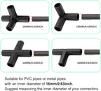 12PCS Fitting 16MM 4 Types Stable Support Heavy Duty Greenhouse Frame Building Connector Black Suitable for Grape Trellis Sunscreen Shed Gardening