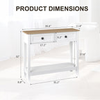 kinbor Entryway Table - White Console Table with 2 Drawers, Narrow Small Console Table with Storage Shelf for Entryway, Living Room, Hallway, Easy to Install, White