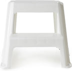 Gracious Living 2-Step Plastic Stool, 300 Lb Capacity, White | Portable Step Stool for Dorm, Home, Classroom & Office, 18"L x 18.75"W x 16"H
