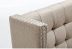 Andeworld Modern Loveseat Settee Bench Sofa Couch, Upholstered Banquette Dining Bench with Back for Dining Living Room Hallway or Entryway Seating,Putty