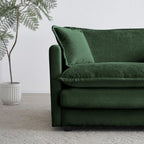Chenille Ottoman Footrest for 2, 3, and 4 Seater Sofas, Green (Green + Chenille + 1 Seat-1)