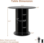 Round Dining Table with Storage,31.5" Modern Storage Kitchen Table for 2-4 People with Curved Sliding Door Fluted Wood Thickened Tabletop for Dining Room/Kitchen/Living Room,Black