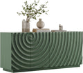 4 Door Modern Sideboard Buffet Cabinet with Spiral Grain, Accent Storage Sideboard Freestanding Anti-Dumping Storage Cabinet Buffet for Kitchen & Living Room (Green)
