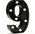 Pooqla Light Up Numbers, LED Black Number Lights for 9th Birthday Party Decor, Battery Powered Lighted Marquee Number Sign for Party Decor, Lights for Wall Home Anniversary, Decoration 9