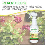 Organic Broad-Spectrum Plant Spray - Foliar Liquid Plant Food in a Spray Bottle for Outdoor Vegetables, Herbs & Flowers | Infused with Soil Enriching Microbes | 32oz, Ready to Use, No Mixing Required