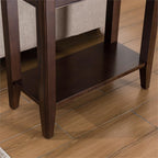MAKLAINE Solid Wood Rectangular End Table, Chocolate Cherry Finish, 12 x 24 x 24 in, Space-Saving Narrow Design with Lower Shelf, Durable Living Room Side Table for Recliners or Small Spaces