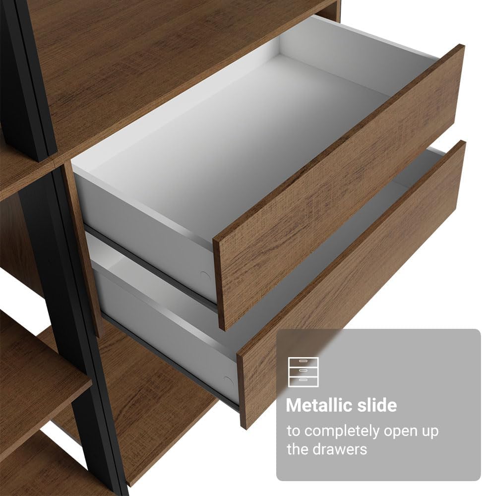 Madesa Kitchen Pantry Storage Rack with 4 Drawers and Open Shelves 78" L Multiuse Modular Cabinet for Kitchen Organization - Black/Brown
