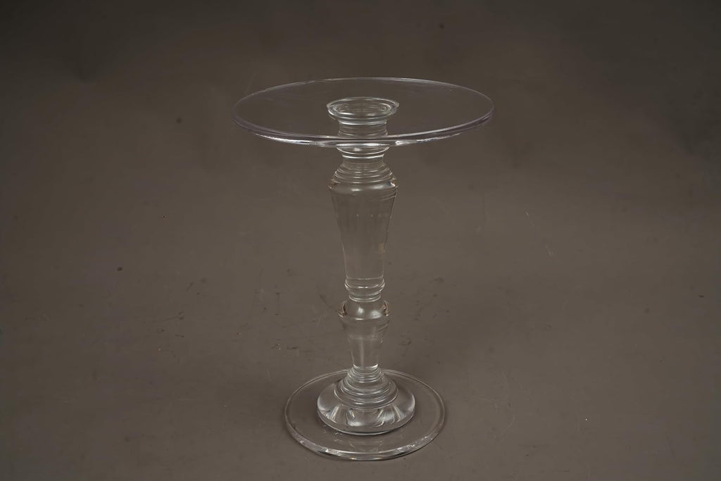 Furniture Acrylic Side Table,Clear Small Round Side/End Tables with Support Rod for Use in Living Rooms,Bedrooms,Offices,Study Rooms,Waiting Areas（13.8in*19.7in