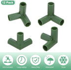 4 Pcs 11mm Greenhouse Frame Building Connectors, 3 Way Right Angle Pipe Fitting for Grape Trellis/Sunscreen Shed/Gardening Plant Stakes, Greenhouse Accessories [Green]
