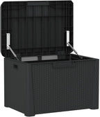 Anthracite Garden Storage Box 125L Polypropylene Medium Outdoor Patio Seat with Cushion for Tools and Cushions