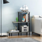 Pemberly Row Turn-N-Tube 3-Tier Engineered Wood Sofa Side Table, 32.64 in Tall, French Oak Gray Finish, Modern Design, Sturdy Storage Shelves, Rounded Corners, Living Room or Office Use