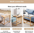Side Table C Shape Living Room Table, 60x40x70cm TV Tray Table, Small Coffee Table, Modern Nightstand for Living Room and Bedroom,Walnut Color