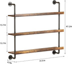 3-Tier Wall Mounted Wine Rack with LED | Liquor Bottles Floating Shelves Display Storage Organizer for Home Bar Dining Room Kitchen ,31.5"W x 47.2"H