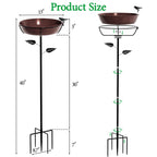 Polyjkl 3" Deep Metal Bird Bath for Outdoors 40in Tall, Removable 13" Dia Birdbath Bowl with Stable Stake, Vintage Birdbaths and Bird Feeders for Outside Garden Yard Patio Lawn Decor(Antique Bronze)