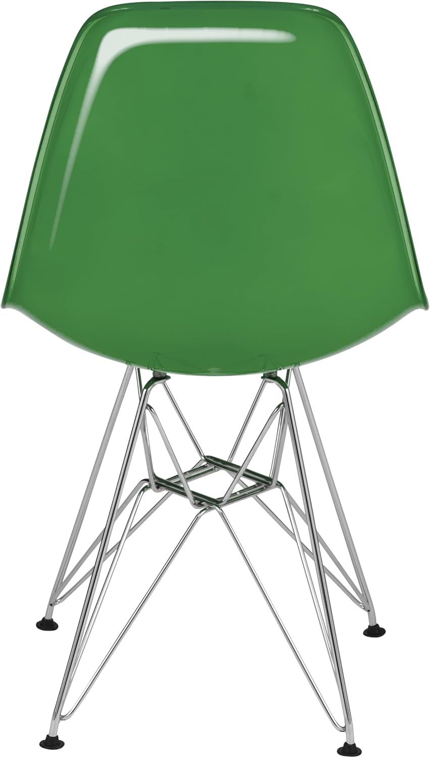 LeisureMod Cresco Acrylic Dining, Modern Chrome Eiffel Base and Curved Back Design, Ergonomic and Lightweight Accent Side Chair for Mid-Century Home, Kitchen, and Café (White Green, Singles)