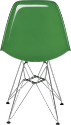 LeisureMod Cresco Acrylic Dining, Modern Chrome Eiffel Base and Curved Back Design, Ergonomic and Lightweight Accent Side Chair for Mid-Century Home, Kitchen, and Café (White Green, Singles)