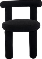 Black Sherpa Dining Chairs Set of 4, Armless Upholstered Boucle Kitchen Chairs with Backs Comfy Accent Side Chair for Living Room, Dining Room, Reception