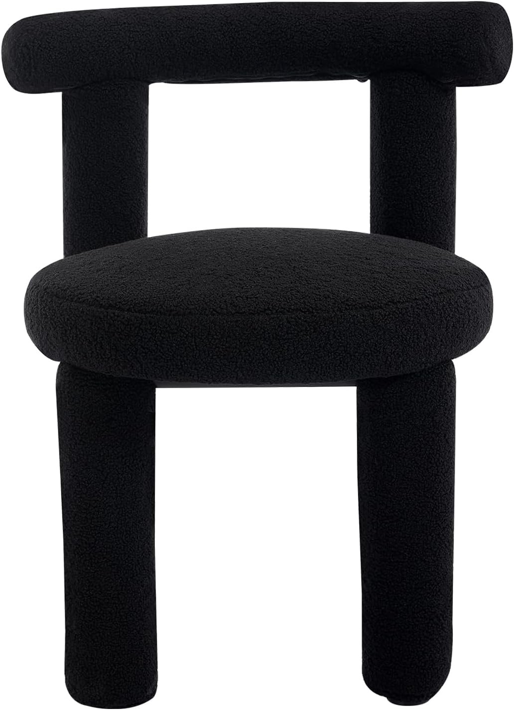 Black Sherpa Dining Chairs Set of 2, Armless Upholstered Boucle Kitchen Chairs with Backs Comfy Accent Side Chair for Living Room, Dining Room, Reception