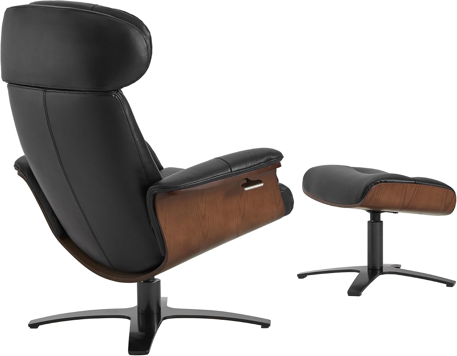 CHITA Genuine Leather Reclining Swivel Accent Chair with Ottoman, Black | Eames Swivel Chair with Adjustable Backrest and Headrest for living Room & Office, 34.3"Dx31.1"Wx39.4"H, 350 Lbs Capacity