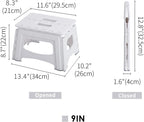 SHIMOYAMA Folding Step Stool 9IN Tall Step Stool for Adults, Collapsible Camping Stool for Indoor and Outdoor Use, Picnic, White