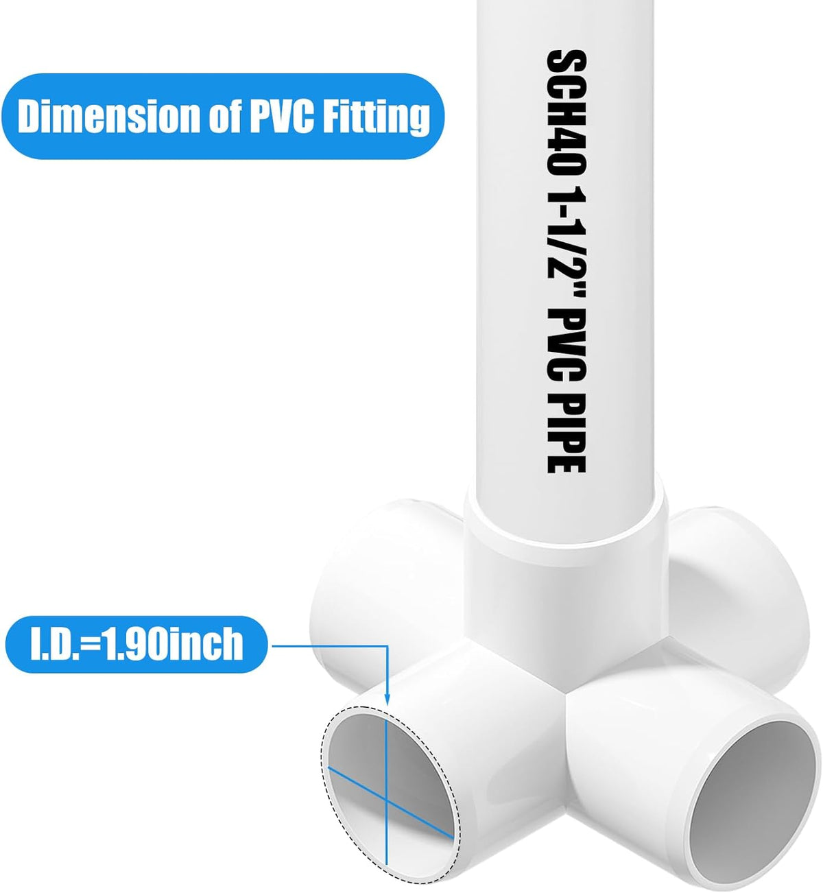 4PCS 1-1/2Inch Elbow PVC Fitting, 5-Way Heavy Duty PVC Pipe Fitting, Furniture Grade PVC Fitting Connector Corner Fitting for Water Supplies Build PVC Furniture DIY Garden Shelf Greenhouse