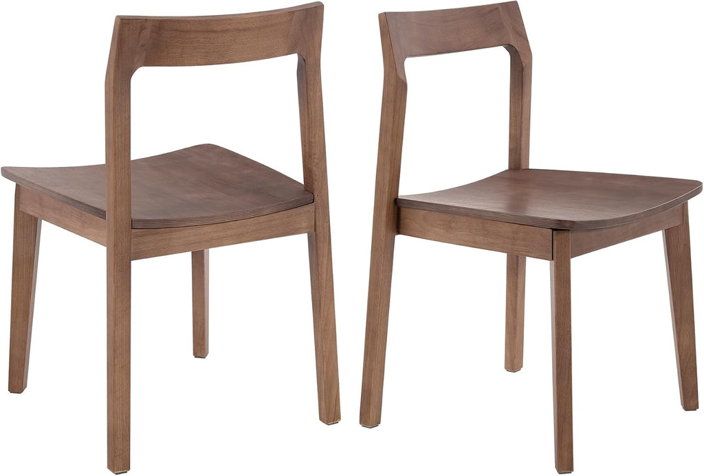 EYYTHUNG Wooden Dining Room Chairs Set of 2, Farmhouse Wood Kitchen Chair, Mid Century Modern Armless Dining Chair for Living Room, Brown