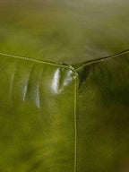Handmade Eco-Friendly Solid Leather Pouf Green Color Square 21" x 21" x 12" Goat Leather Pouf for Living Room, Bedroom Seating, Patio