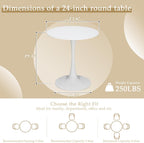 Dining Table and Dining Chair Set 23.6" White Round Table&2 Linen Fabric Upholstered Wooden Legs Chairs for Kitchen Dining Room Small Space 3 Piece Dining Table and Chair Set（Grey）