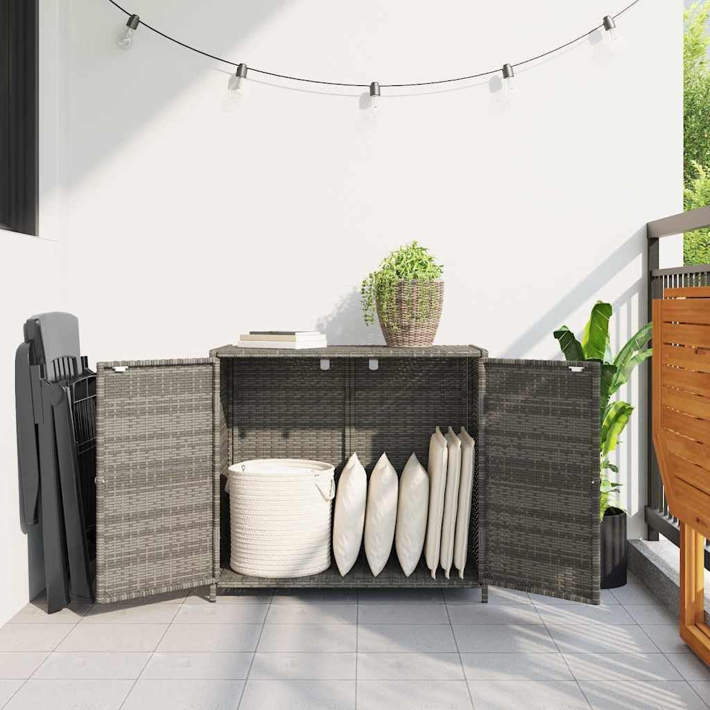 Grey Outdoor Storage Cabinet for Patio and Garden with 4 Shelves, Durable PE Rattan Construction, Weather Resistant Design, Ample Space for Cushions and Supplies