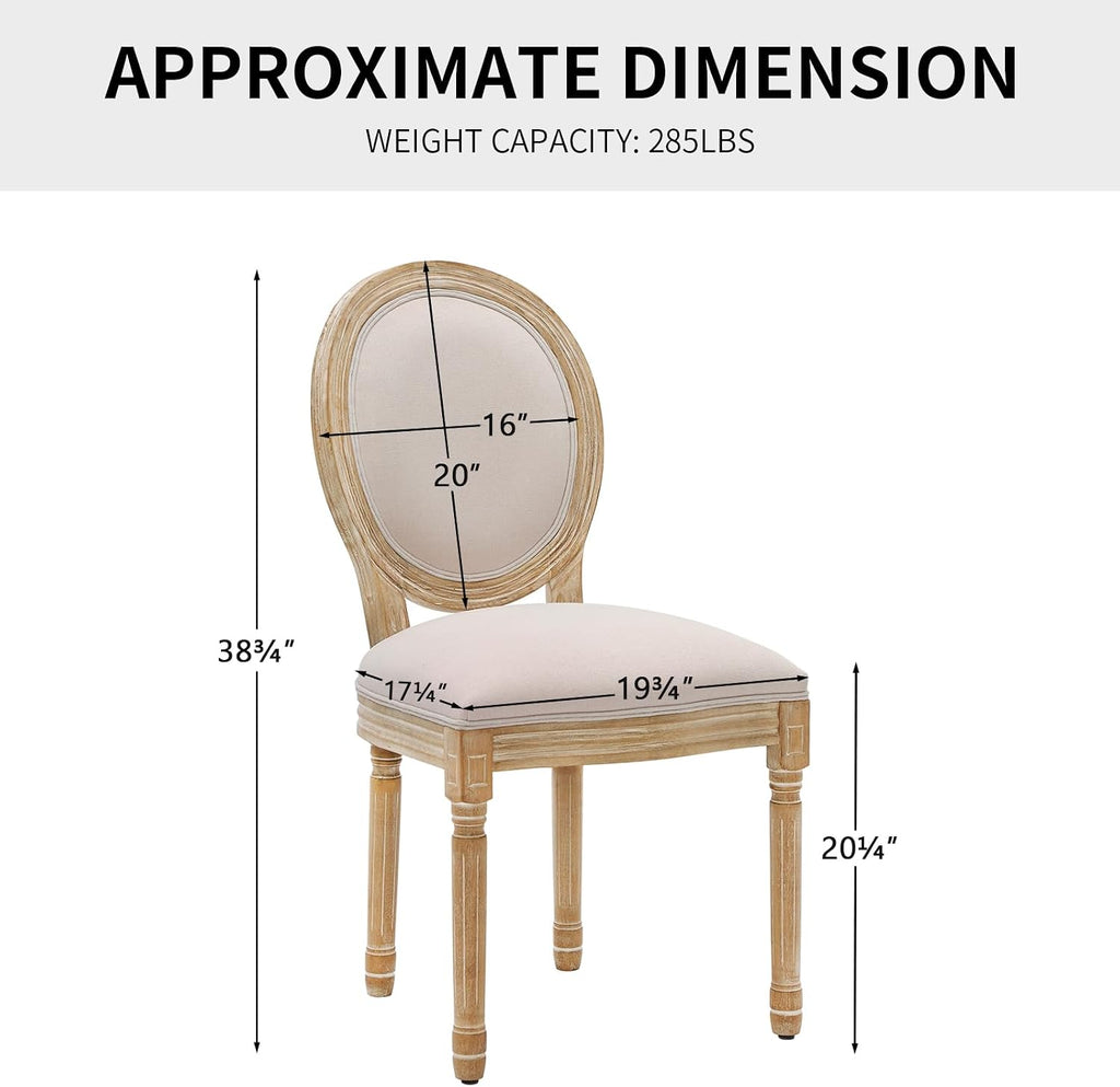 Furnimart French Country Vintage Dining Chairs Set of 8 Farmhouse Dining Chairs with Round Back and Solid Wood Legs, Oval Side Chairs for Kitchen Dining Room Living Room