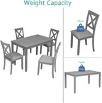 RuiSiSi 5 Piece Dining Table Set for 4, Farmhouse Kitchen Table with 4 Padded Seat Chairs, Wood 5 Piece Dinette Set Rectangular Table for Kitchen, Living Room, Gray