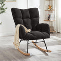 Tufted Upholstered Teddy Fabric Rocking Chair with Metal Frame Accent Chair Ivory White (Dark Gray + Teddy)