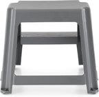 Gracious Living 16-Inch Tall Plastic 2-Step Stool, Gray, 4 Pack | Portable Dual Step Ladder Foot Stool for Kitchen, Bathroom, Bedroom & Garage