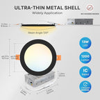 LVWIT 6 Pack 6 Inch LED Recessed Ceiling Light with Junction Box, 13W 5CCT Ultra-Thin Dimmable Can Lights, High Brightness, Canless Wafer Downlight for Kitchen Hallway Dining Room, ETL&FCC