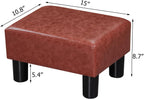 Adeco Leather Foot Stool with Legs, Small Footstool Ottoman, Velet Fabric Seat with Thick Cushion, for Living Room, Bedroom, Entryway, 335 lb Weight Capacity