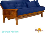 Nirvana Futons Eastridge Futon Set - Full Size, Frame, 8" Mattress, Twill Royal Blue Cover