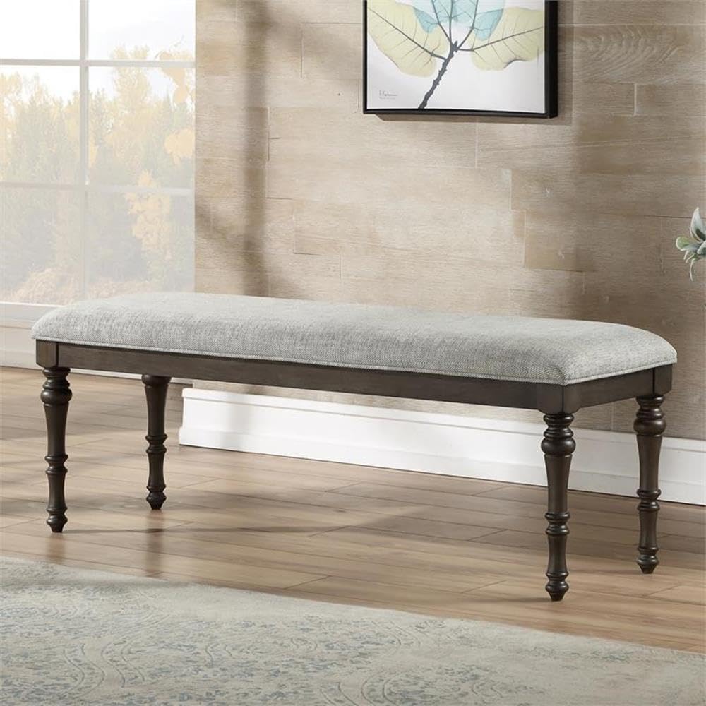 Steve Silver Linnett Bench, Gray, Traditional Styling with a Modern Twist for Dining Table, Kitchen, Living Room, 54 x 16 x 19 in
