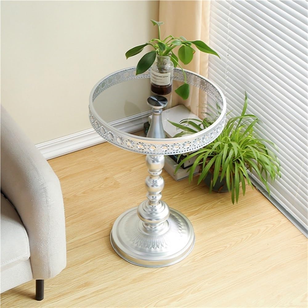 Black Round Side Table, Modern Metal Pedestal Drink Table, Metal Small End Table, Vintage Coffee Drink Cocktail Table, Accent Table for Small Spaces, Nightstand(Black)