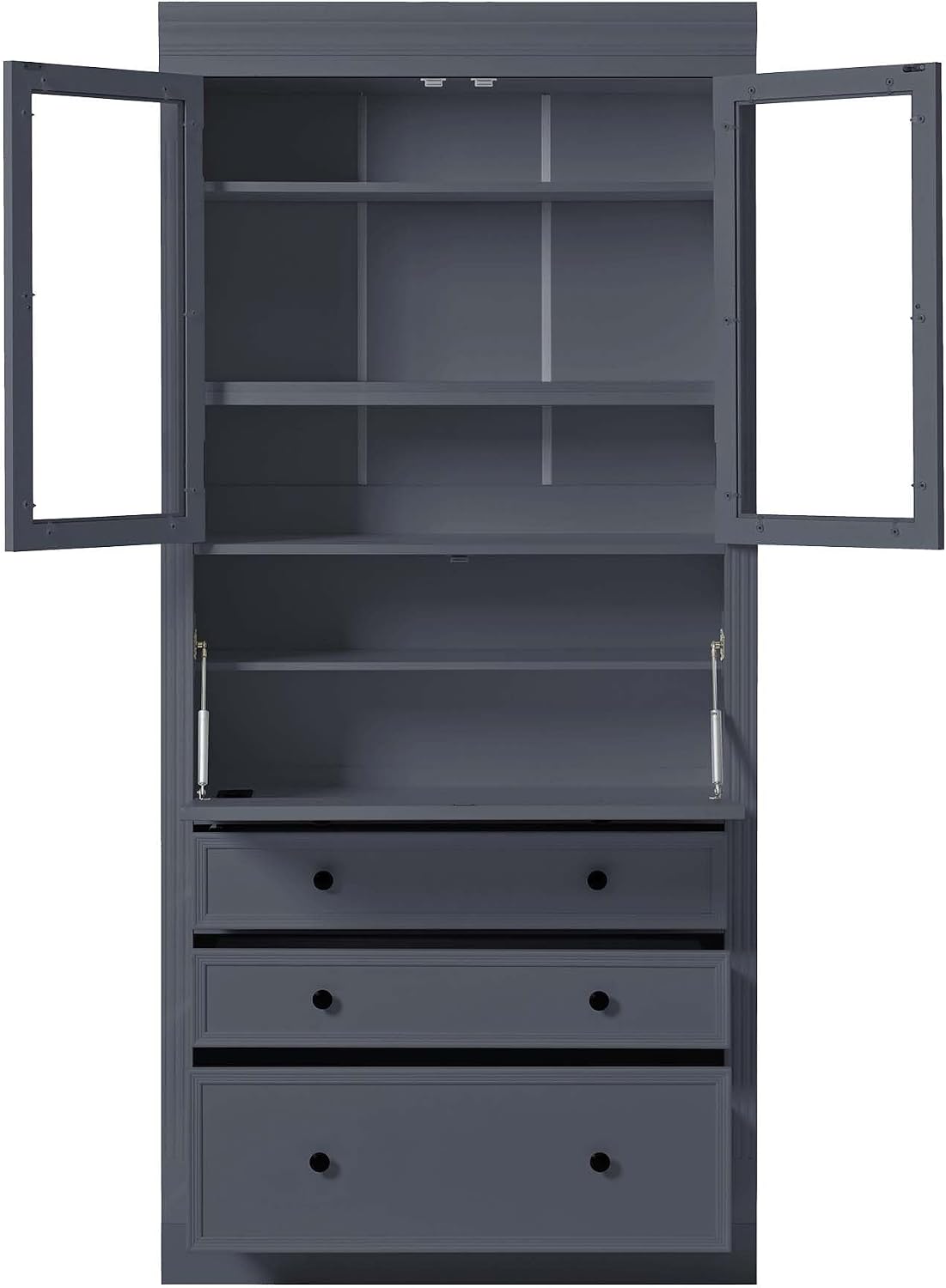 78” Kitchen Cabinet Pantry with 3 Drawers, Food Storage Cabinet with Power Outlet & Shelves, Food Pantry for Kitchen Dining Room, Easy Assembly (Grey)