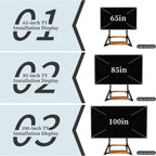 Mobile TV Stand for 65-100 Inch TVs, Holds Up to 220 lbs,Walnut | Height Adjustable Rolling TV Stand with Large Wooden Shelves and Wheels, VESA 800×600mm, VC-Z1188