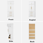 LUMISOL Kitchen Pantry Cabinet with Drawers, 78.2" Tall Cupboard Storage Cabinet with 3 Adjustable Shelves, Farmhouse Kitchen Hutch with 8 Door Shelves for Dining Room Living Room, Retro White