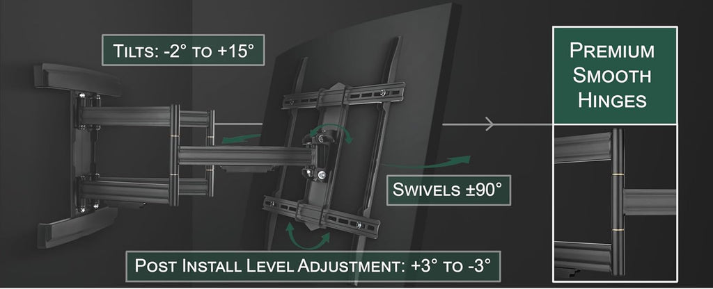 ynVISION.DESIGN Heavy Duty Full Motion TV Wall Mount for 65-100" TVs, XXL | Extends up to 31.5in, tilt swivel leveling, max VESA 800x600, fits flat, LED, LCD, OLED, 4K TVs, Max 154 LBS