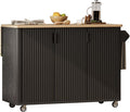 Narrow Kitchen Island with Drop Leaf with Storage and Dining Table, Stationary Kitchen Storage Islands with Wheels Towel Rack， for Kitchen, Dining Room, Black